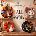 Fall Animal Wreaths Crochet Patterns | 4 Autumn Wreath PDF Bundle | Fox Owl Squirrel Black Cat | English French German Dutch product logo