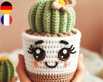 Cactus Plant Crochet Pattern: Multi-Language Guide (English, French, German), Perfect for Green Thumbs and Craft Lovers