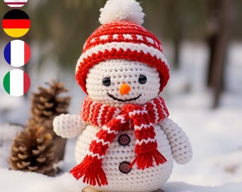 Wzór na szydełko bałwanek Amigurumi Przewodnik wielojęzyczny (angielski, francuski, niemiecki, włoski)