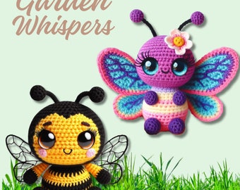 2 en 1: Susurros de jardín – Patrones Amigurumi de mariposa y abejorro