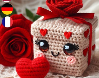 Sweetheart Gift Box Crochet Pattern: Charming DIY Love Box, Mother's Day, Valentine, Romantic Handcrafted Keepsake, Unique and Elegant
