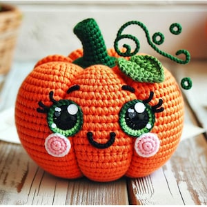 Virkmönster för Pumpkin Buddy – flerspråkig guide: engelska, franska, tyska, italienska, spanska