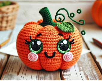 Pumpkin Buddy Crochet Pattern Multi-Language Guide: English, French, German, Italian, Spanish