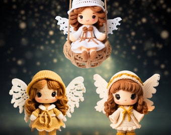 Swinging Angels Crochet Patterns: 3 Unique Angel Dolls, Heavenly Decor, DIY Spiritual Ornaments, Perfect for Gifts & Home Decoration