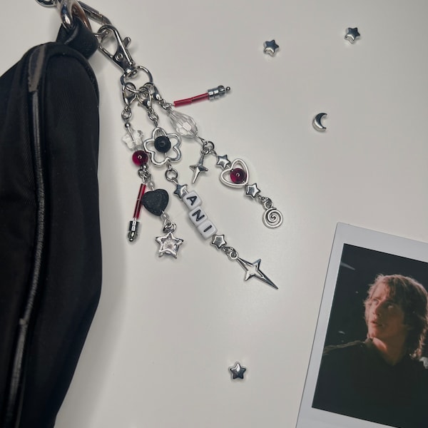 anakin skywalker bag charm and polaroids | bag accessory | key chain | gift idea | instax mini film | polaroid print | star wars