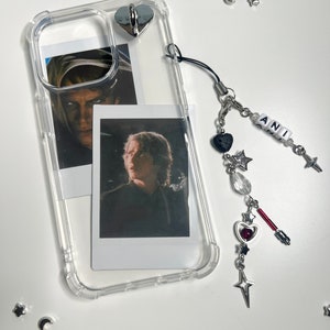anakin skywalker phone charm and polaroids | phone accessory | key chain | gift idea | instax mini film | polaroid print | star wars