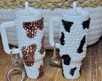 Cow print bedazzled Keychain cup