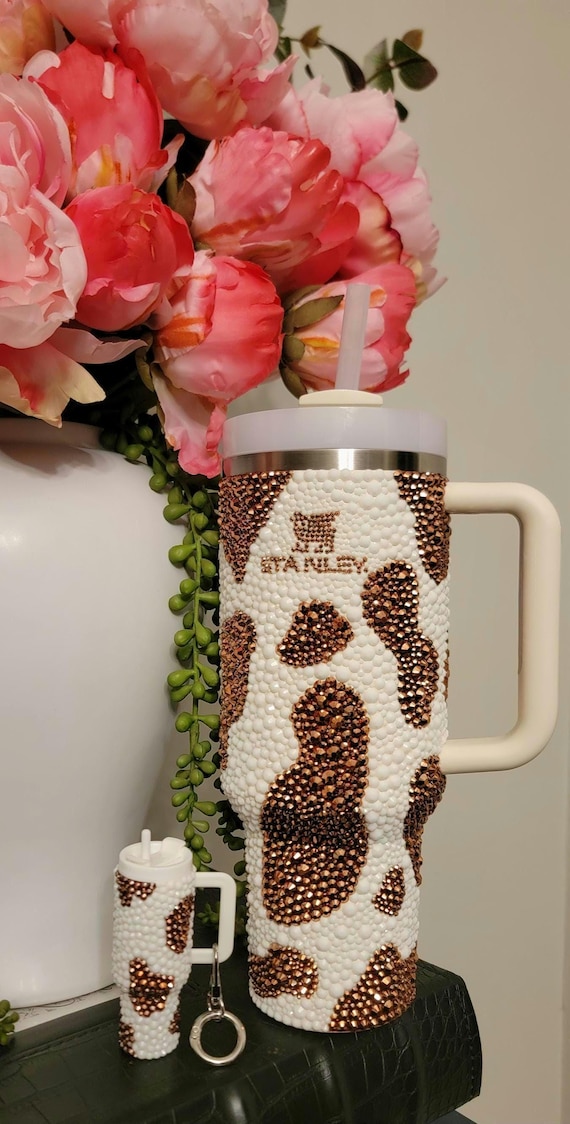 Cow print bedazzled stanley