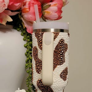 Cow print bedazzled stanley image 4