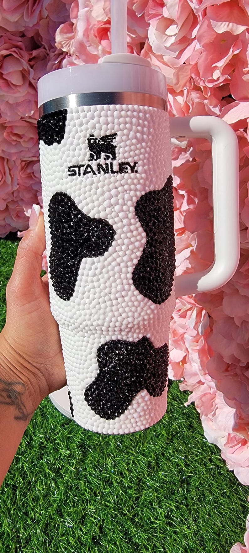 Cow print bedazzled stanley image 15