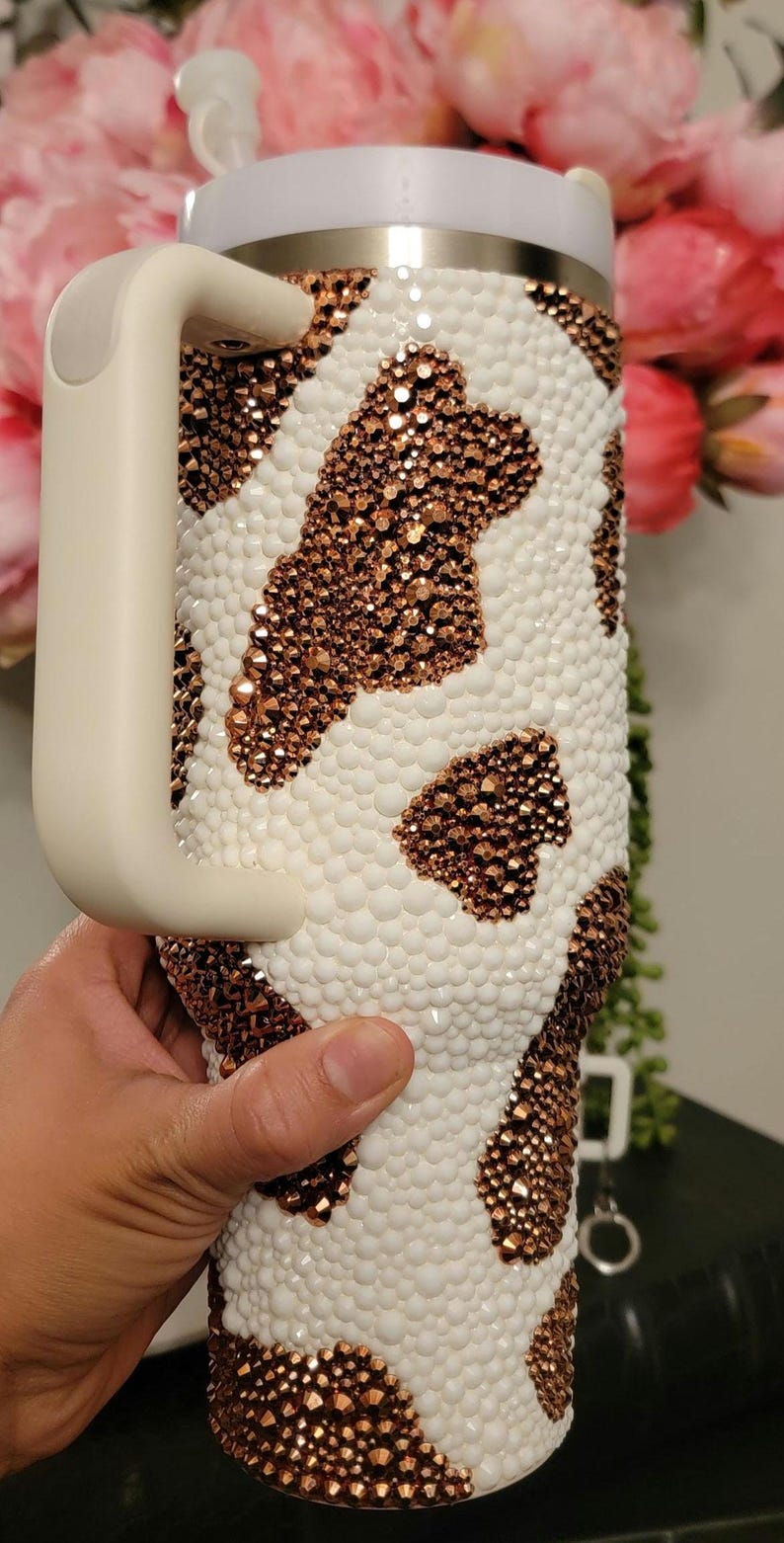 Cow print bedazzled stanley image 8
