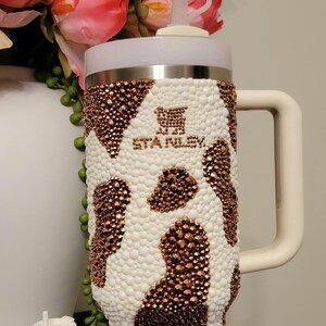 Cow print bedazzled stanley image 11