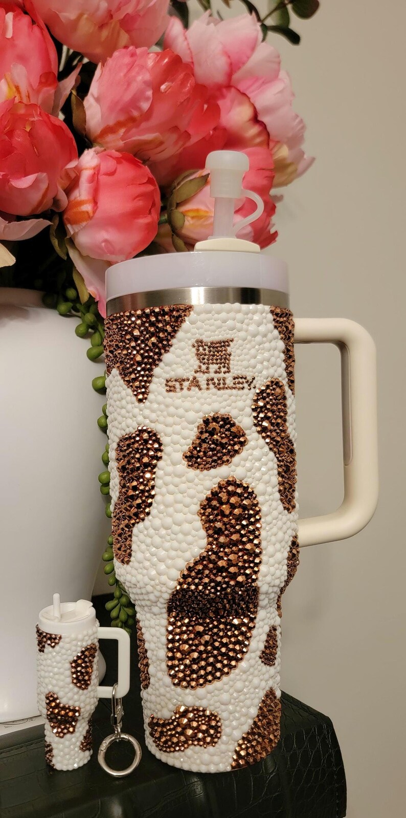 Cow print bedazzled stanley image 11
