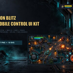 Retro MOBA & Twin-Stick Mobile UI Kit | Pixel Art Touch Controls | Game GUI Assets for Unity and Godot | Joystick and Skill Buttons