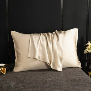Luxe kussenslopen van 100% moerbeizijde om te slapen, kussenslopen van hoge kwaliteit. Shallow Khaki