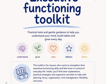 Executive Functioning Toolkit | ADHD Planner | Executive Dysfunction Workbook | Neurodivergent Support PDF