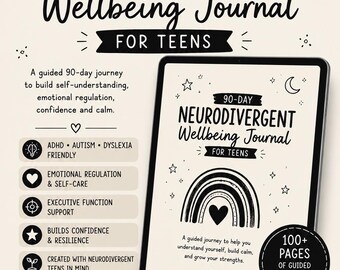 90-Day Neurodivergent Wellbeing Journal for Teens | ADHD, Autism & Dyslexia Friendly | Printable PDF