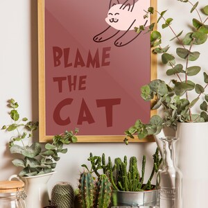 Affiche Chat Minimaliste – Poster Numérique à Imprimer / Illustration Féline Moderne / Déco Murale Apaisante- Poster Numérique à Imprimer