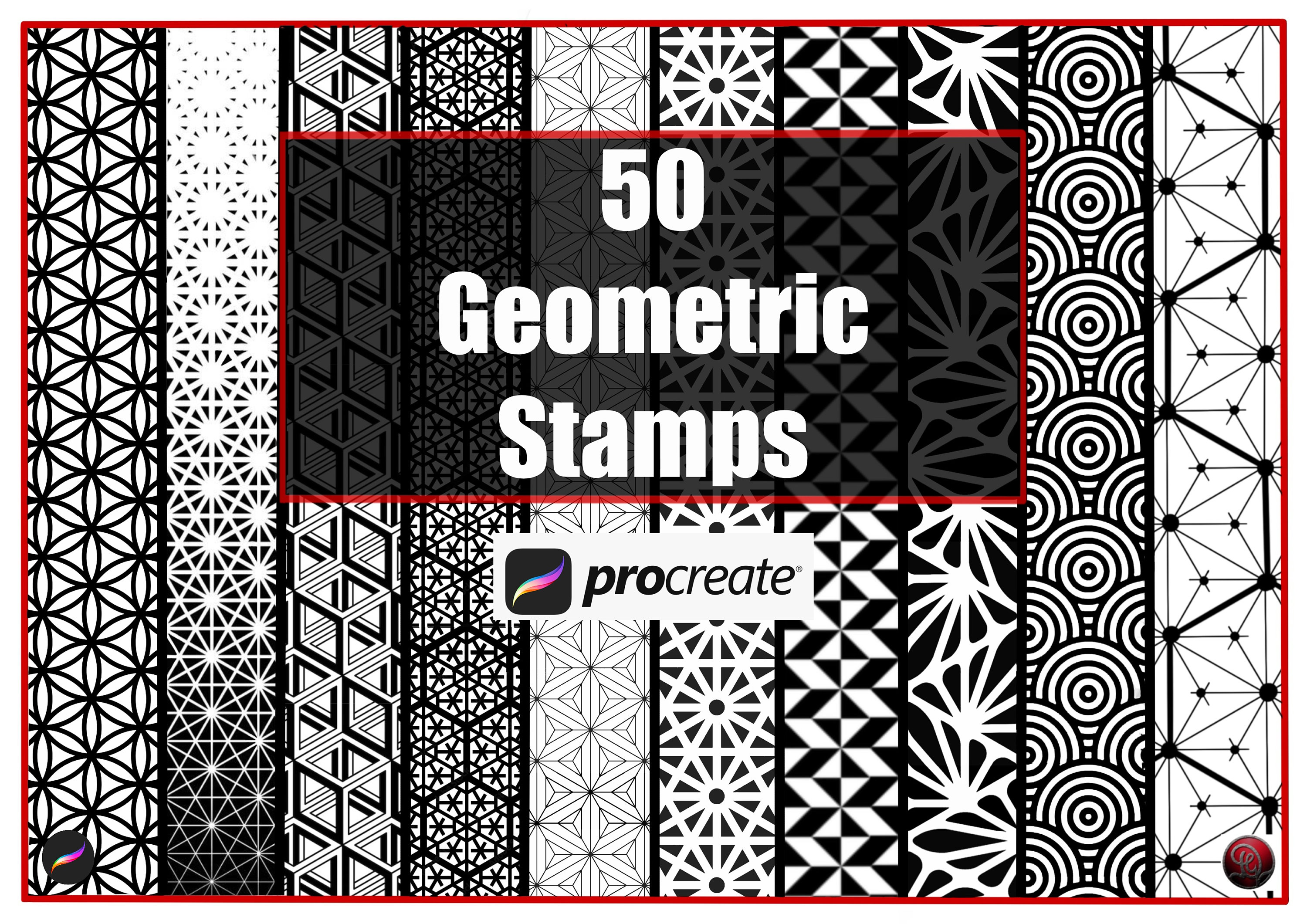 Geometric Stamps for Procreate – 50 Precision Pattern Brushes (Set 1)