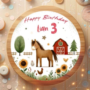 Fondant cake topper birthday horse farm sunflowers small animals nature