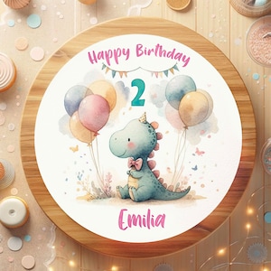 Topper per torta fondente compleanno dinosauro festa per bambini Dino Girl Boy
