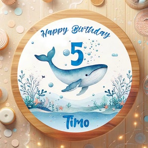 Cake topper fondant birthday underwater world whale sea world