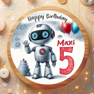 Cake topper fondant birthday robot high-tech technology