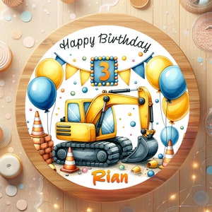 Decorazione per torta di compleanno con palloncino a forma di escavatore, cantiere edile, escavatore, amore