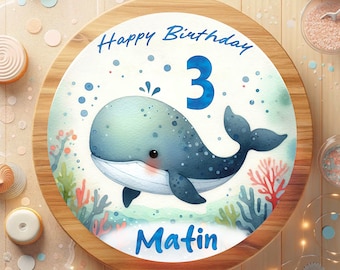Cake topper fondant birthday underwater world whale sea world magical