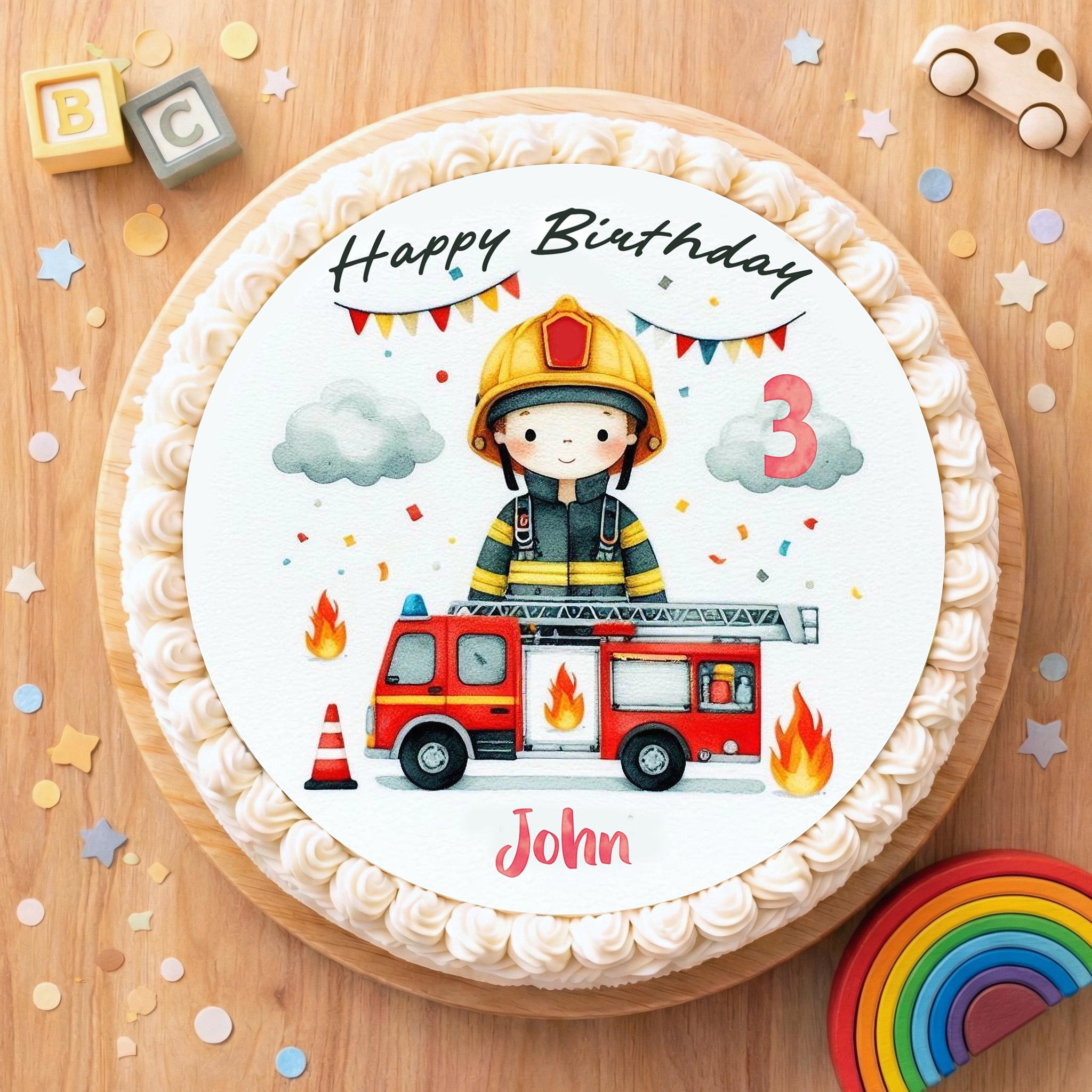 Fire Fighter Topper Fondant Cake Topper, Birthday, Firefighter, Fire Truck, Emergency - Etsy