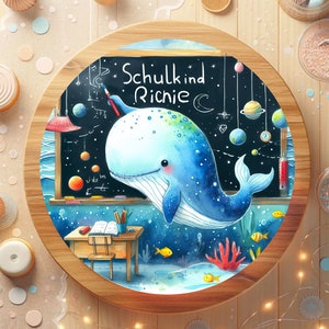 Cake topper fondant for school enrollment - 1st day of school school child child sugar image whale underwater world sweet