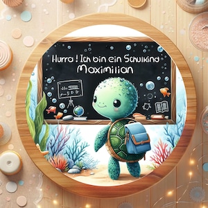 Cake topper fondant for school enrollment - 1st day of school school child child sugar image turtle underwater world sweet - 1st School day