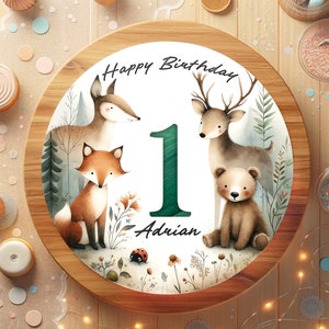 Topper per torta fondente compleanno animali della foresta cervi volpi orsi foresta albero di Natale