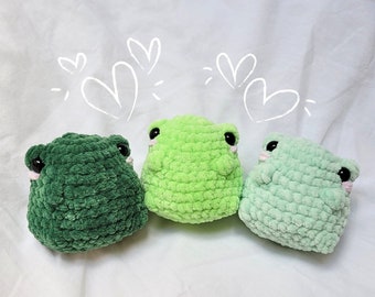 Amigurumi grenouille verte, peluche animal au crochet, amie joufflue, mini jouet, poupée douce