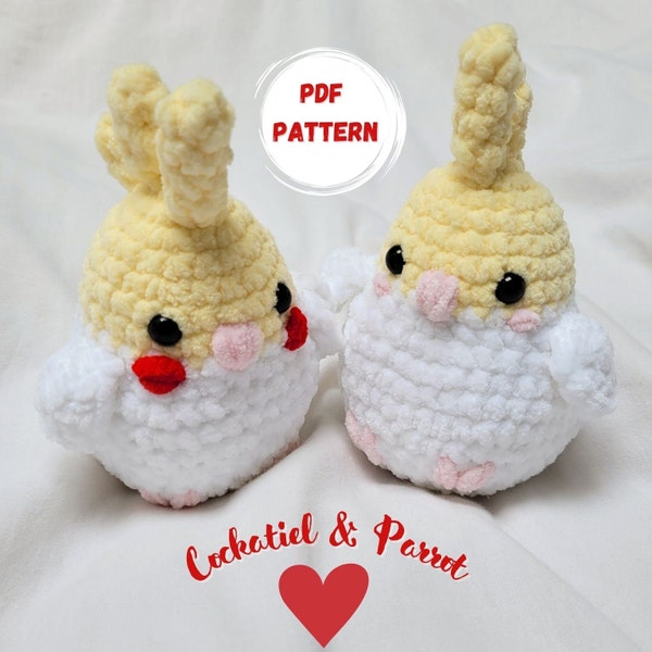 Nymphensittich & Papagei Häkelanleitung, Anfängerfreundlich, Tutoriel, Einfach, Amigurumi, PDF Download Englisch, niedliches Plüschtier, kleiner Vogel, schnell zu machen