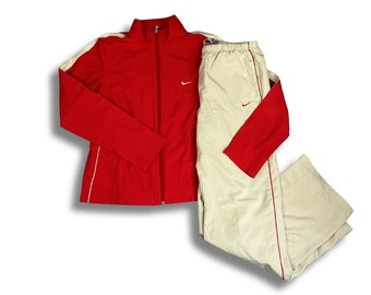 Nike vintage Survêtement Rouge Beige Y2K Sports Suit Taille S