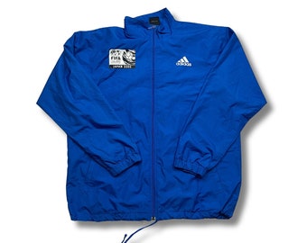 Adidas Vintage jas Windbreaker trainingsjack blauw maat M