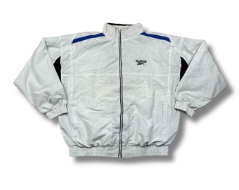 Reebok Vintage Jacke Windbreaker Trackjacket Weiß Leichte Jacke Größe M