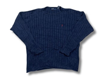 Polo Ralph Lauren Pull vintage Sweat à capuche Bleu Taille XL