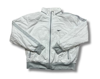 Nike Vintage Jacke Trainingsjacke Trackjacke retro Sweatjacke Windbreaker Weiß Größe L