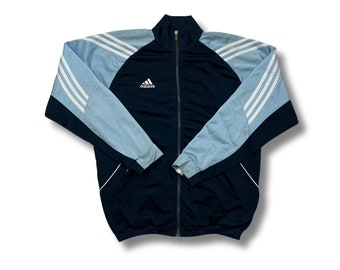 Adidas Vintage Jacke Windbreaker Trackjacket Leichte Jacke Blau Größe L