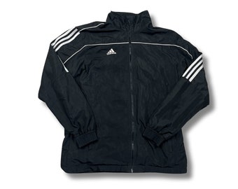 Adidas Vintage Jacke Windbreaker Trackjacket Leichte Jacke Schwarz Größe L