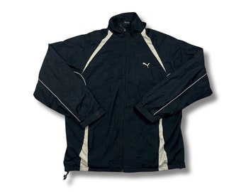 Puma Vintage Jacke Windbreaker Trackjacket Leichte Jacke Schwarz Größe 4XL