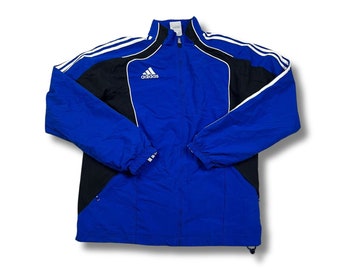 Adidas Vintage Jacke Windbreaker Trackjacket Leichte Jacke Schwarz Blau Größe M