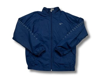 Nike Vintage Jacke Trainingsjacke Trackjacke retro Sweatjacke Windbreaker Blau Größe XL