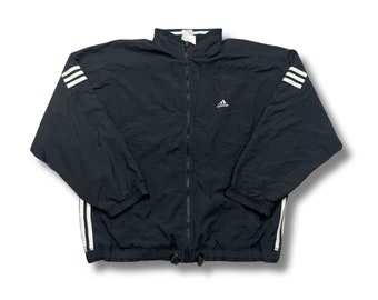 Adidas Vintage Jacke Windbreaker Trackjacket Leichte Jacke Schwarz Schwarz Größe M