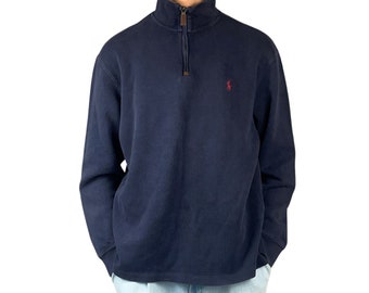 Polo Ralph Lauren suéter vintage sudadera con capucha con cremallera azul tamaño L