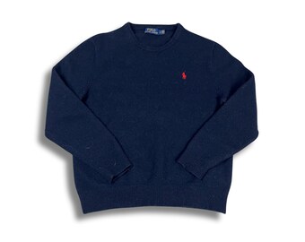 Polo Ralph Lauren Suéter Vintage Sudadera Con Capucha Azul Tamaño S