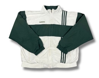 Adidas Vintage Jacke Windbreaker Trackjacket Leichte Jacke Weiß Größe S