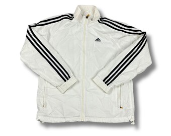 Adidas Vintage Jacke Windbreaker Trackjacket Leichte Jacke Weiß Größe S